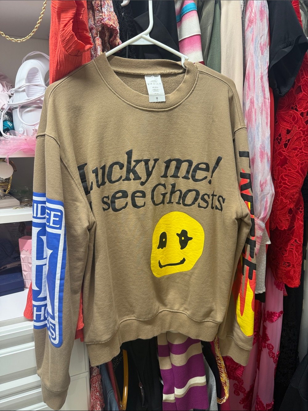 See Ghosts "Lucky Me" Brown Graphic Crewneck Sweater